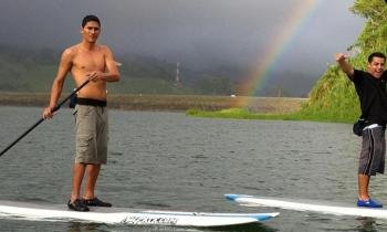 Stand up paddle boarding in Arenal Lake, Costa Rica